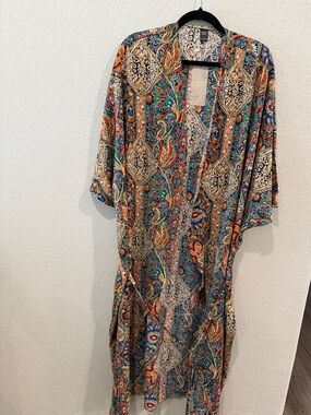 Emily Rose Bohemian Paisley Maxi Kimono - Teal Multi